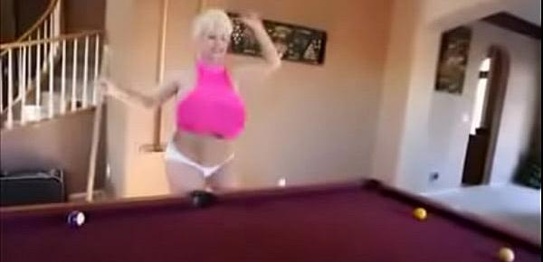  Huge Tits Fat Ass Claudia Marie Demonstrates Shooting Pool